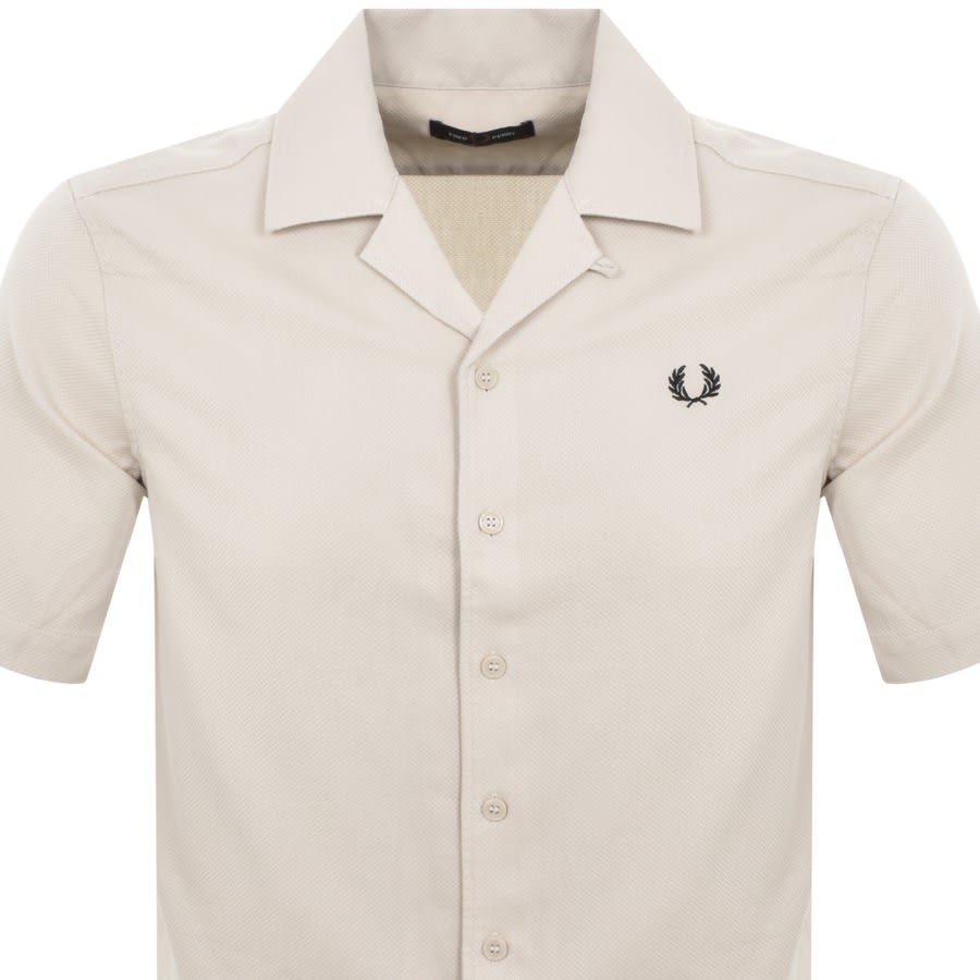 Fred Perry Pique Textured Collar Shirt Beige